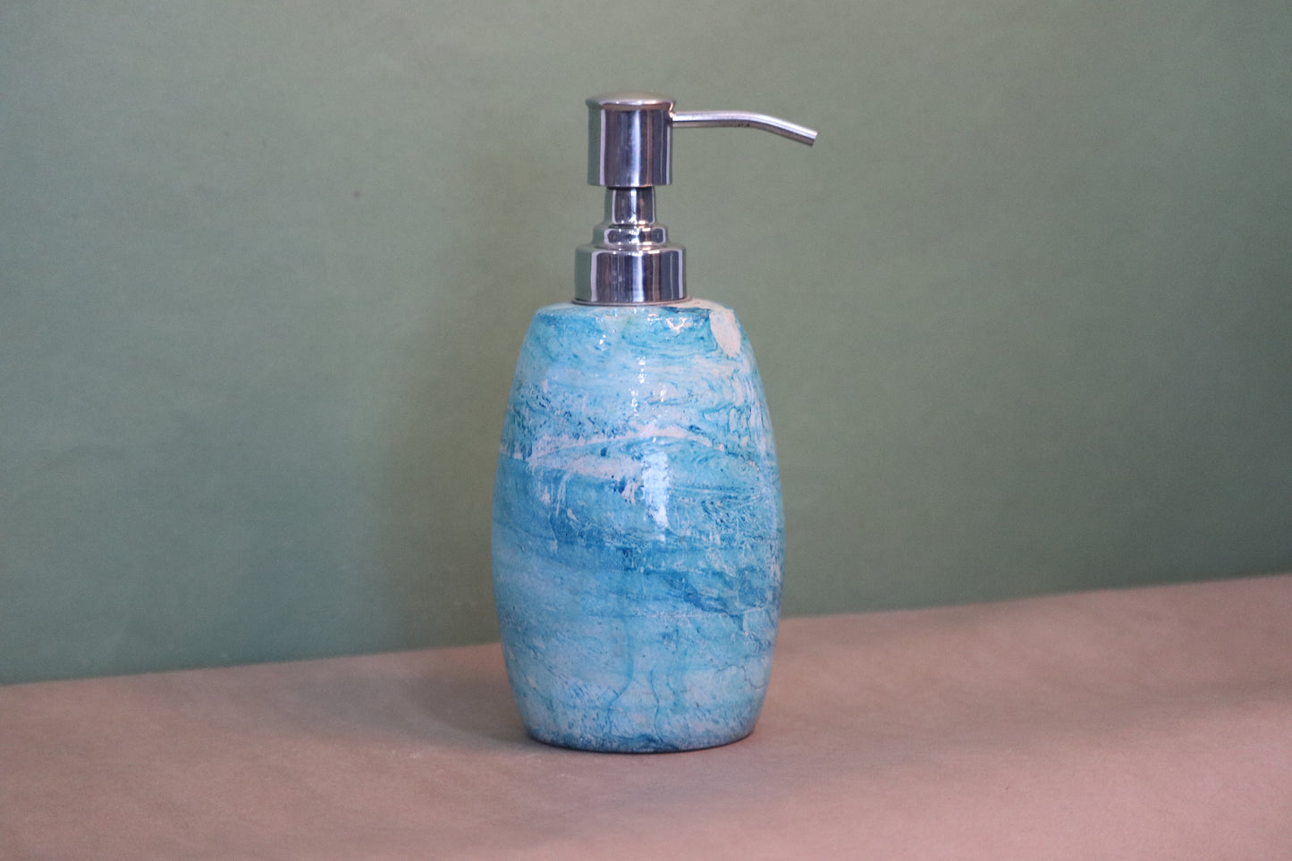 Blue terracotta marble paint dispenser