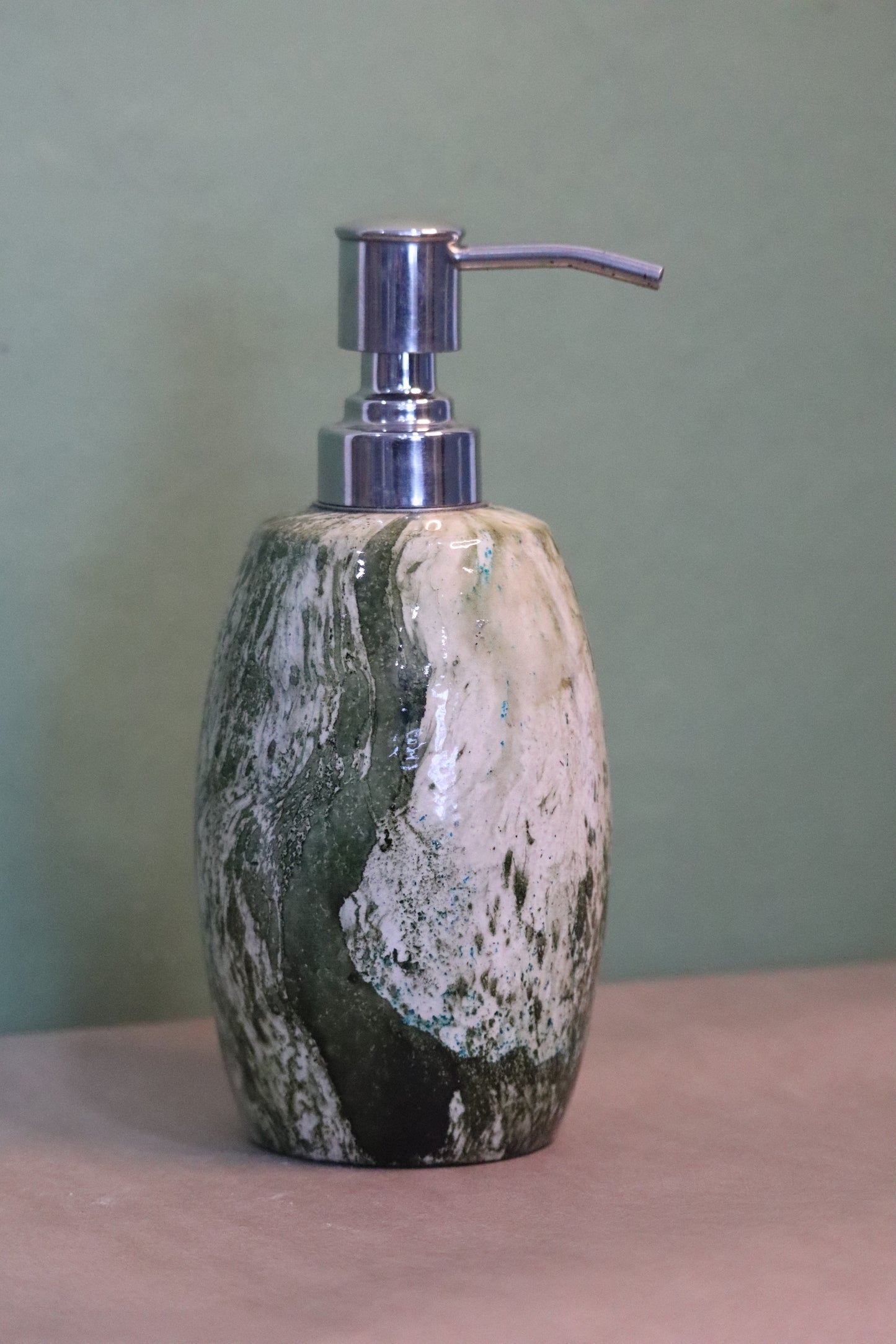 Green Marble Painted Oval Dispenser