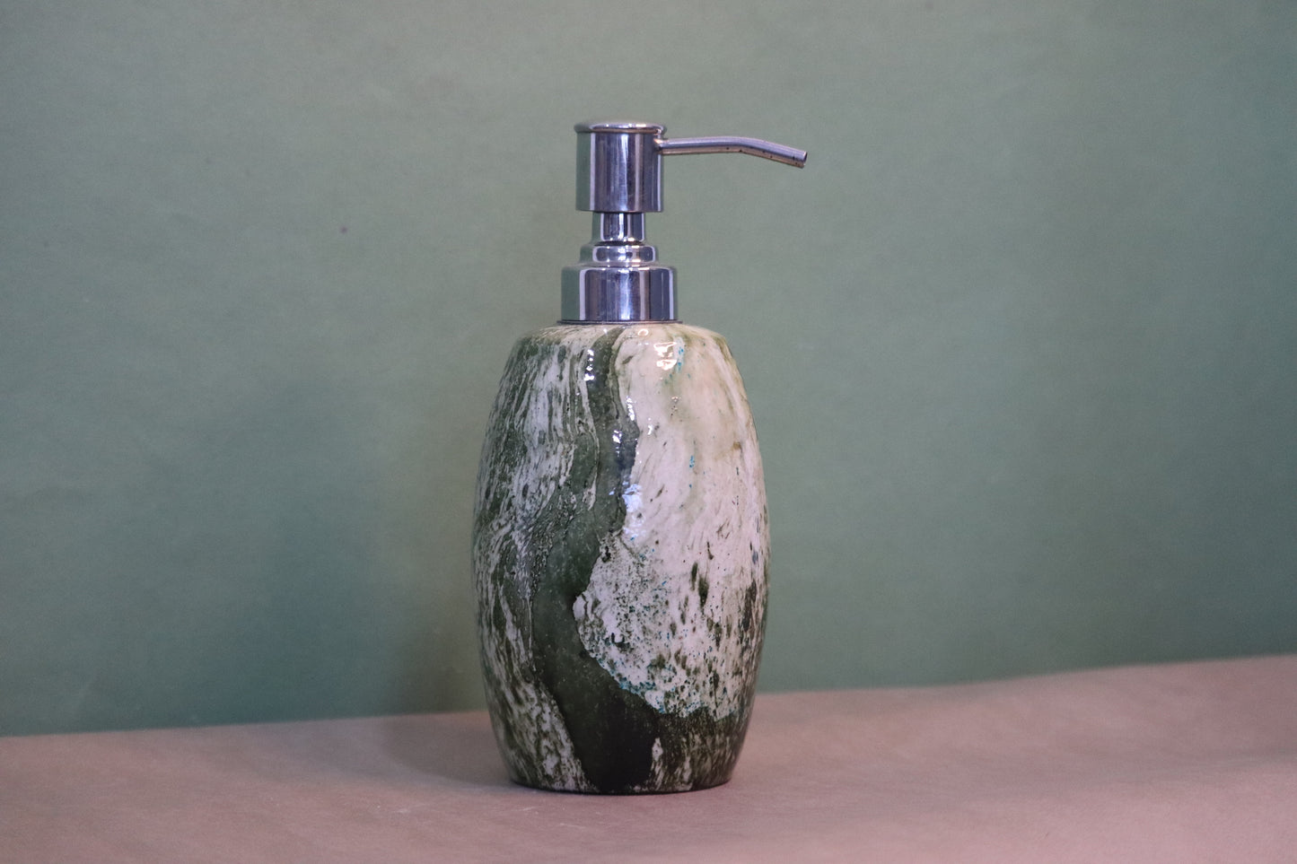 Green Marble Painted Oval Dispenser
