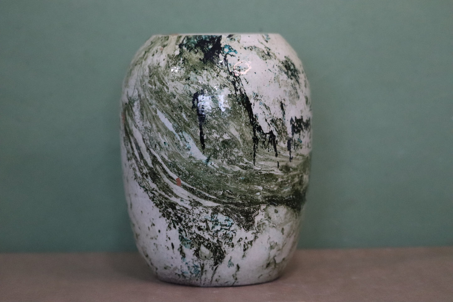 Green terracotta marble paint large planter